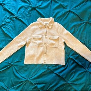 Sezane Betty Cardigan Mottled Beige Crochet - Size XS